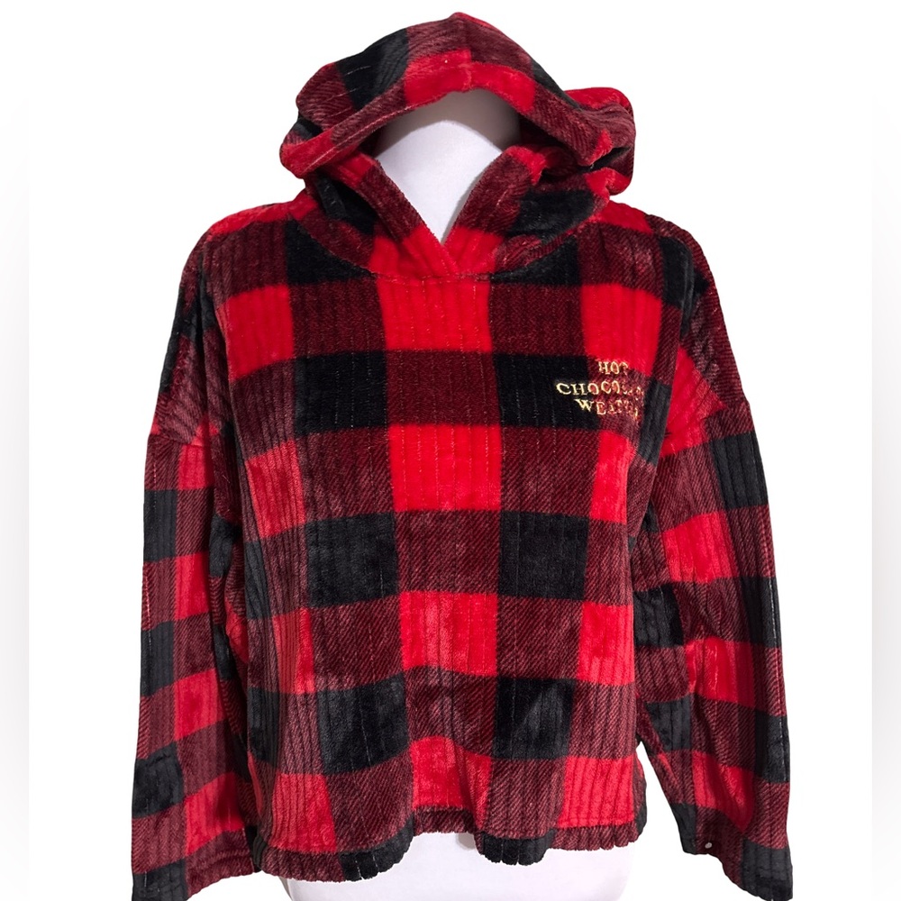 Joyspun Plaid Hoodie Red and Black Women's